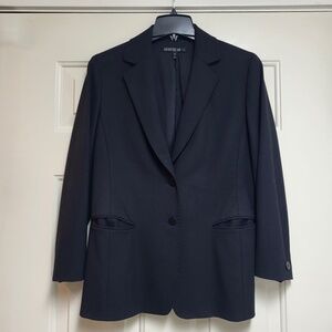 Early 2000s Lafayette 148 New York Black Wool Two Button Blazer, Size 8